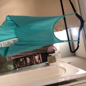 Teal crop top with back lace embellishment